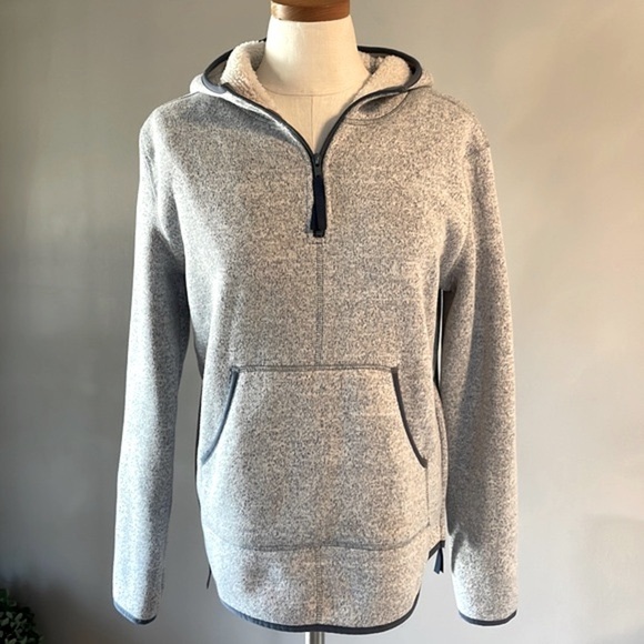 Thread supply women’s relaxed fit 1/4 zip Heather blue hoodie sherpa lining SM - Picture 1 of 15